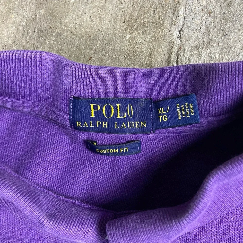 Polo Ralph Lauren Polo Shirt Size XL Purple Custom Fit Casual Yellow Pony Logo